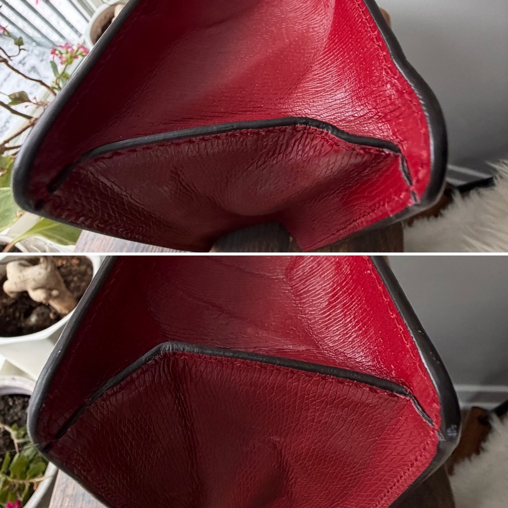 Gucci Sylvie Textured Gold Foil Pattern Mini Top Handle Bag – Hibiscus Red - Picture 7 of 16